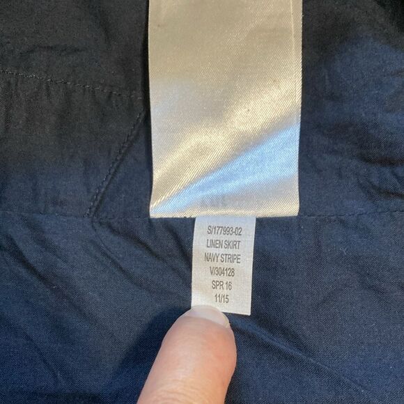 GAP Linen Nautical Navy Blue White Gray Stripes Lined Mini Skirt Womens Medium - Picture 13 of 14